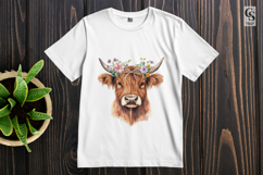 Highland Cow Floral Head Clipart Sublimation PNG Product Image 3