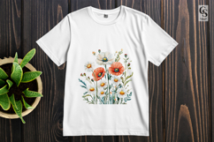 Poppy and Daisy Watercolor Clipart Sublimation PNG Product Image 3