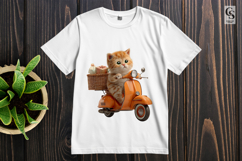 Cute Cat Riding Scooter Clipart Sublimation PNG Product Image 2