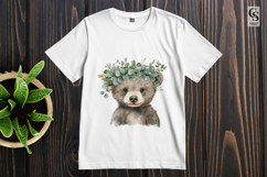 Bear with Eucalyptus Crown Clipart Sublimation PNG Product Image 3