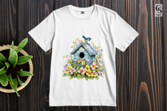 Birdhouse Watercolor Floral Clipart Sublimation PNG Product Image 3