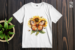 Sunflower Butterfly Clipart Sublimation PNG Product Image 3