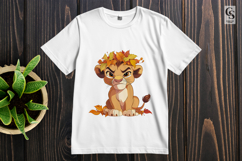 Cute Lion Cub Clipart with Autumn Leaves Product Image 2