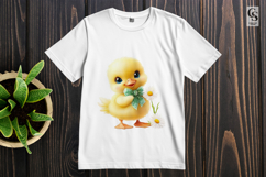 Cute Kawaii Duckling with Flower Clipart PNG Product Image 3