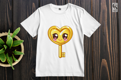 Cute Golden Heart Key Clipart Sublimation PNG Product Image 2