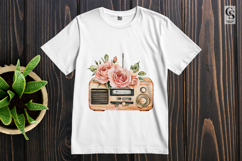 Vintage Radio with Roses PNG Product Image 3
