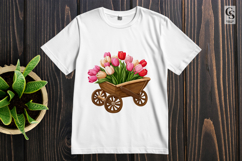 Wooden Cart with Tulips Clipart Sublimation PNG Product Image 3