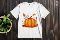 Pumpkin with Butterflies Clipart Sublimation PNG Product Image 2