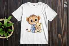Cute Kawaii Baby Lion with Teddy Bear Cartoon Clipart Product Image 3