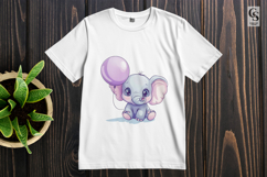 Baby Elephant with Balloon Cute Animal Clipart PNG Product Image 3