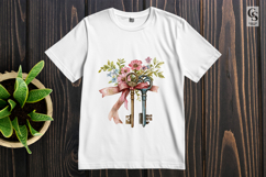 Vintage Floral Key Clipart Sublimation PNG Product Image 3