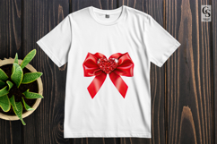 Red Heart Ribbon Bow Clipart Sublimation PNG Product Image 3