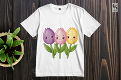 Cute Kawaii Tulip Flowers Clipart PNG Sublimation Product Image 3