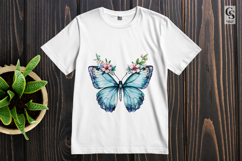 Blue Butterfly Floral Clipart Sublimation PNG Product Image 3