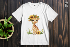 Cute Kawaii Giraffe with Sunflower Clipart PNG Product Image 3