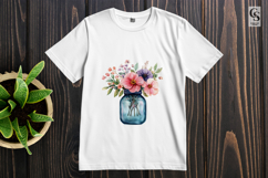 Watercolor Mason Jar with Flowers Clipart Product Image 2