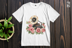 Vintage Gramophone Floral Clipart PNG Product Image 3