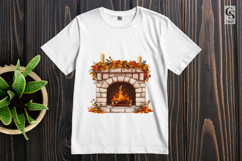 Cozy Autumn Fireplace Clipart PNG Product Image 2