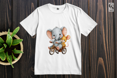 Cute Elephant and Mouse on Bicycle Clipart Product Image 2