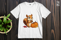 Autumn Squirrel with Pumpkins Clipart PNG Product Image 2