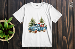 Vintage Blue Truck Clipart Sublimation PNG Product Image 3