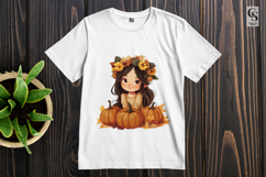 Autumn Girl with Pumpkins Clipart Sublimation PNG Product Image 2
