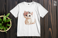 Cute White Kitten with Flower Crown Clipart Sublimation PNG Product Image 2