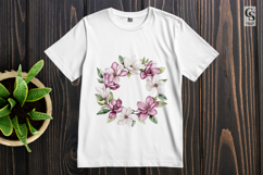 Magnolia Flower Wreath Clipart Sublimation PNG Product Image 3