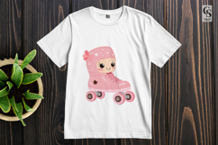 Cute Kawaii Pink Roller Skate with Smiling Face Clipart PNG Product Image 3