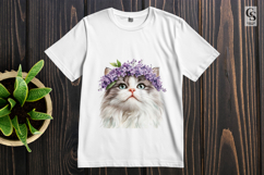 Kitten with Lilac Flower Crown Clipart Sublimation PNG Product Image 3