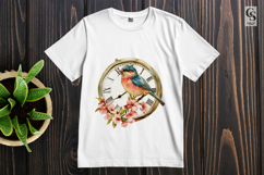 Vintage Bird Clock Watercolor Clipart Sublimation PNG Product Image 3