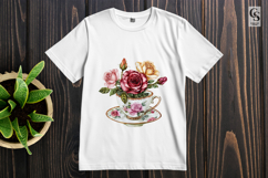 Vintage Teacup Roses Sublimation PNG Product Image 3