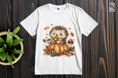 Cute Hedgehog with Pumpkin Clipart PNG Product Image 2