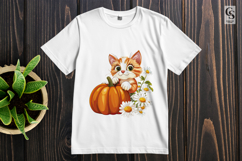 Cute Kitten with Pumpkin Clipart PNG Product Image 2