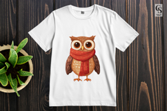 Autumn Owl with Scarf Clipart PNG Product Image 2