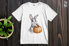 Cute Bunny with Pumpkin Basket Clipart PNG Product Image 2