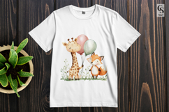Cute Giraffe and Fox Balloon Clipart Sublimation PNG Product Image 3