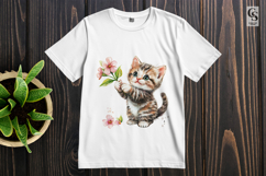 Cute Kitten with Flowers Clipart Sublimation PNG Product Image 3
