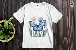Tulip Butterfly Watercolor Clipart Sublimation PNG Product Image 3