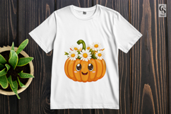 Cute Kawaii Pumpkin with Flowers and Smiling Face Clipart Product Image 3