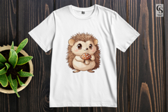 Cute Baby Hedgehog with Mushroom Clipart Sublimation PNG Product Image 2