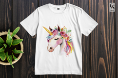 Watercolor Floral Unicorn Clipart Sublimation PNG Product Image 3