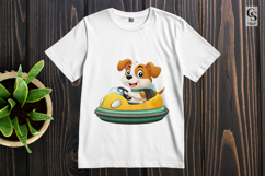 Cute Puppy Driving Bumper Car Clipart Sublimation PNG Product Image 2