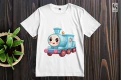 Cute Kawaii Train Engine Clipart PNG Sublimation Product Image 3