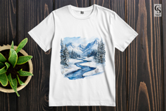 Winter Mountain River Clipart Sublimation PNG Product Image 3