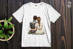 Watercolor Romantic Couple Sitting Together Clipart Product Image 2