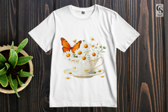 Floral Teacup With Butterflies Clipart Sublimation PNG Product Image 3