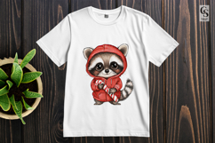 Cute Raccoon in Red Hoodie with Candy Cane Clipart Product Image 3