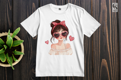 Trendy Girl with Sunglasses and Bow Clipart Sublimation PNG Product Image 2