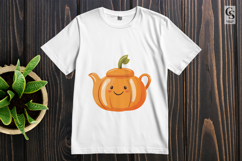Cute Kawaii Pumpkin Teapot Clipart Sublimation PNG Product Image 3